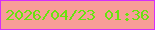 文字の大きさ：2、枠の色：d42ff9、背景の色：f89d98、文字の色：68e40e 無料ブログパーツのブログ時計