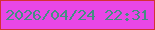 文字の大きさ：4、枠の色：d43135、背景の色：e947e6、文字の色：448e83 無料ブログパーツのブログ時計