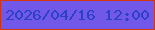 文字の大きさ：4、枠の色：d4360b、背景の色：7158e8、文字の色：2a40c6 無料ブログパーツのブログ時計