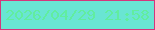 文字の大きさ：2、枠の色：d4367c、背景の色：69e5d3、文字の色：61ed9f 無料ブログパーツのブログ時計