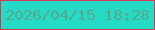 文字の大きさ：5、枠の色：d43953、背景の色：25dbc6、文字の色：53aa8c 無料ブログパーツのブログ時計