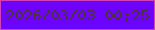 文字の大きさ：2、枠の色：d440b8、背景の色：6e02ff、文字の色：493537 無料ブログパーツのブログ時計