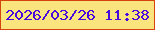 文字の大きさ：2、枠の色：d4440c、背景の色：f9e47e、文字の色：480bdd 無料ブログパーツのブログ時計