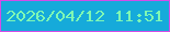 文字の大きさ：4、枠の色：d44ce8、背景の色：16aada、文字の色：7ff8b4 無料ブログパーツのブログ時計