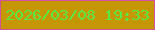 文字の大きさ：2、枠の色：d4509a、背景の色：c59707、文字の色：5ae944 無料ブログパーツのブログ時計