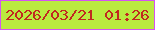 文字の大きさ：1、枠の色：d453f2、背景の色：baea3f、文字の色：c12820 無料ブログパーツのブログ時計