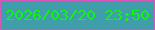 文字の大きさ：2、枠の色：d458ba、背景の色：3f9ea9、文字の色：0ff710 無料ブログパーツのブログ時計