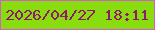 文字の大きさ：5、枠の色：d45dce、背景の色：89dc0e、文字の色：91196d 無料ブログパーツのブログ時計
