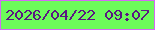 文字の大きさ：1、枠の色：d469f5、背景の色：6cfb5a、文字の色：5a1881 無料ブログパーツのブログ時計