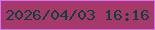 文字の大きさ：2、枠の色：d46fff、背景の色：a63969、文字の色：0c413f 無料ブログパーツのブログ時計