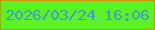文字の大きさ：1、枠の色：d48c11、背景の色：5df222、文字の色：3d9fd0 無料ブログパーツのブログ時計