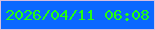 文字の大きさ：3、枠の色：d4bee1、背景の色：0a68ff、文字の色：23ff11 無料ブログパーツのブログ時計