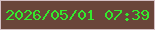 文字の大きさ：4、枠の色：d4bfc4、背景の色：6a453a、文字の色：34ea2c 無料ブログパーツのブログ時計