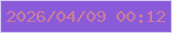 文字の大きさ：4、枠の色：d4cbf3、背景の色：8a5bd9、文字の色：ca7c9a 無料ブログパーツのブログ時計