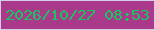 文字の大きさ：5、枠の色：d4cde8、背景の色：aa398b、文字の色：14c75f 無料ブログパーツのブログ時計