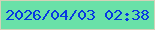 文字の大きさ：4、枠の色：d4d2b8、背景の色：69e1a8、文字の色：0738e2 無料ブログパーツのブログ時計