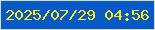 文字の大きさ：4、枠の色：d4ddbb、背景の色：0859c8、文字の色：fee718 無料ブログパーツのブログ時計