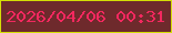 文字の大きさ：3、枠の色：d4de06、背景の色：6e2a2c、文字の色：f3285f 無料ブログパーツのブログ時計