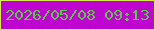 文字の大きさ：3、枠の色：d4eb52、背景の色：be05d0、文字の色：5cc84a 無料ブログパーツのブログ時計