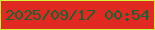 文字の大きさ：3、枠の色：d4f63f、背景の色：e02920、文字の色：156234 無料ブログパーツのブログ時計