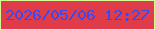 文字の大きさ：5、枠の色：d4f996、背景の色：e03b48、文字の色：3a48f0 無料ブログパーツのブログ時計