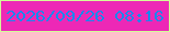 文字の大きさ：4、枠の色：d4fc98、背景の色：ed28b6、文字の色：1988ed 無料ブログパーツのブログ時計
