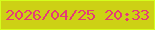 文字の大きさ：2、枠の色：d4fe1e、背景の色：cdd115、文字の色：e53b76 無料ブログパーツのブログ時計