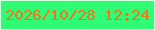 文字の大きさ：2、枠の色：d4ffe1、背景の色：2ffb74、文字の色：ec751d 無料ブログパーツのブログ時計