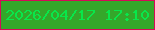 文字の大きさ：2、枠の色：d50a58、背景の色：34a72a、文字の色：08e74a 無料ブログパーツのブログ時計