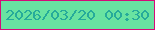 文字の大きさ：3、枠の色：d50c79、背景の色：69e3a1、文字の色：26ab9a 無料ブログパーツのブログ時計