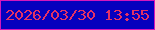文字の大きさ：1、枠の色：d516bc、背景の色：0600be、文字の色：e33265 無料ブログパーツのブログ時計