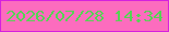 文字の大きさ：1、枠の色：d521de、背景の色：fc6cbe、文字の色：56d354 無料ブログパーツのブログ時計