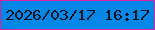 文字の大きさ：5、枠の色：d523a1、背景の色：0587e7、文字の色：151421 無料ブログパーツのブログ時計