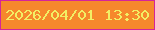 文字の大きさ：5、枠の色：d52499、背景の色：f6882c、文字の色：f2ef65 無料ブログパーツのブログ時計