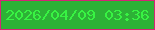 文字の大きさ：1、枠の色：d52576、背景の色：2db236、文字の色：38f343 無料ブログパーツのブログ時計