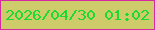 文字の大きさ：4、枠の色：d52aa1、背景の色：cdcb6a、文字の色：1cda31 無料ブログパーツのブログ時計