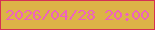 文字の大きさ：3、枠の色：d53054、背景の色：ddb347、文字の色：ee62bd 無料ブログパーツのブログ時計