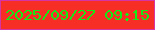 文字の大きさ：4、枠の色：d534a4、背景の色：f62e26、文字の色：15ea17 無料ブログパーツのブログ時計