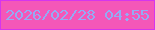 文字の大きさ：4、枠の色：d535ee、背景の色：f457b8、文字の色：94abf4 無料ブログパーツのブログ時計