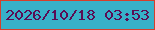 文字の大きさ：4、枠の色：d53f2c、背景の色：37b1c9、文字の色：5a0d54 無料ブログパーツのブログ時計