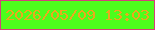 文字の大きさ：5、枠の色：d53f7a、背景の色：4dfd1c、文字の色：eba91d 無料ブログパーツのブログ時計
