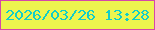 文字の大きさ：1、枠の色：d548a9、背景の色：edf54e、文字の色：12cdc8 無料ブログパーツのブログ時計