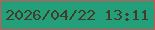 文字の大きさ：4、枠の色：d55057、背景の色：23a07a、文字の色：453b2a 無料ブログパーツのブログ時計