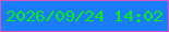 文字の大きさ：2、枠の色：d556c1、背景の色：1a7dfd、文字の色：08ee0f 無料ブログパーツのブログ時計