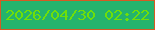 文字の大きさ：5、枠の色：d55b23、背景の色：24b46d、文字の色：6fdf09 無料ブログパーツのブログ時計
