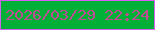 文字の大きさ：2、枠の色：d55ff1、背景の色：02b037、文字の色：be4d93 無料ブログパーツのブログ時計