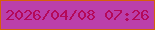 文字の大きさ：4、枠の色：d56108、背景の色：bb3faa、文字の色：b4095a 無料ブログパーツのブログ時計