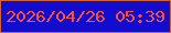 文字の大きさ：4、枠の色：d56227、背景の色：110cce、文字の色：fe4d38 無料ブログパーツのブログ時計