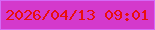 文字の大きさ：2、枠の色：d56af6、背景の色：d439cc、文字の色：e90f0d 無料ブログパーツのブログ時計