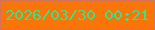 文字の大きさ：2、枠の色：d57357、背景の色：fa7508、文字の色：3cdf8a 無料ブログパーツのブログ時計